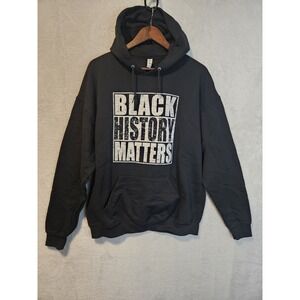 Jerzees Hoodie Sweatshirt XL Black History Matters BLM Fleece EUC